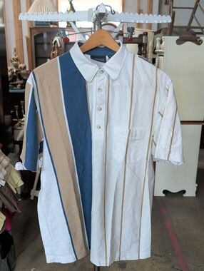 80s/90s Jantzen Classics Asymmetrical Colorblock Polo Shirt